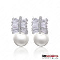 Nouvelle arrivée blanc Shell perle boule boucles d&#39;oreilles (CER0035-B)